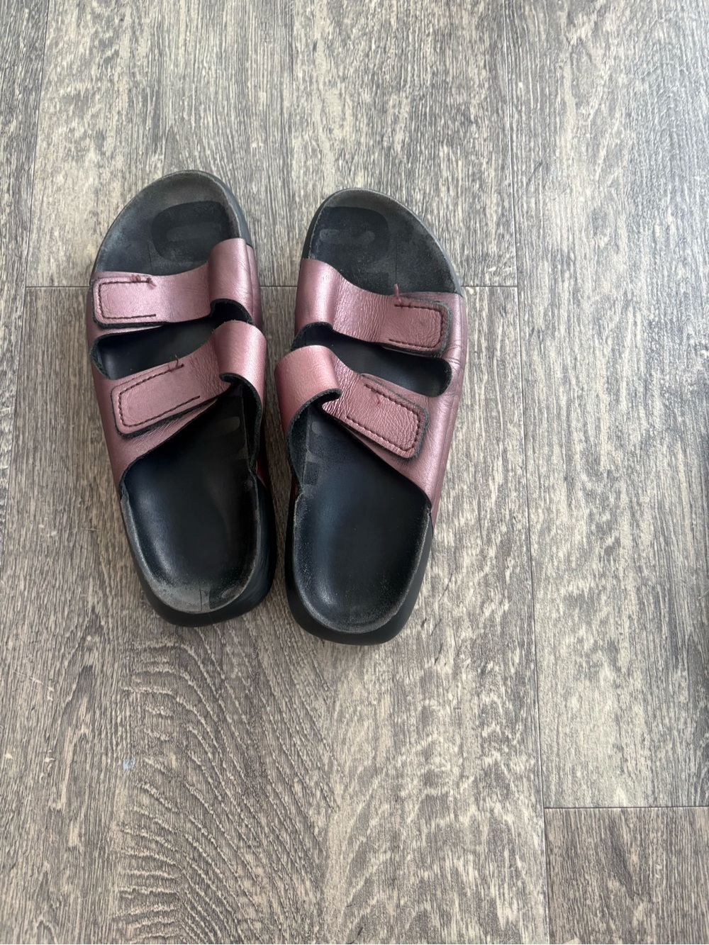 Ecco Metallic Rose Double-Strap Slide Sandals